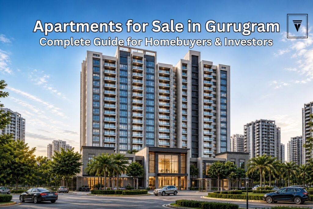 Modern high-rise apartments for sale in Gurugram with luxury residential buildings and landscaped surroundings