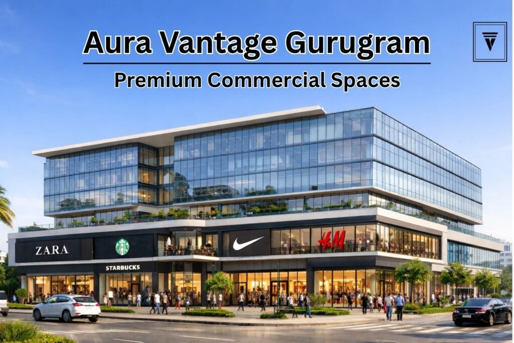 Modern commercial property in Gurgaon with office buildings and retail spaces for investment