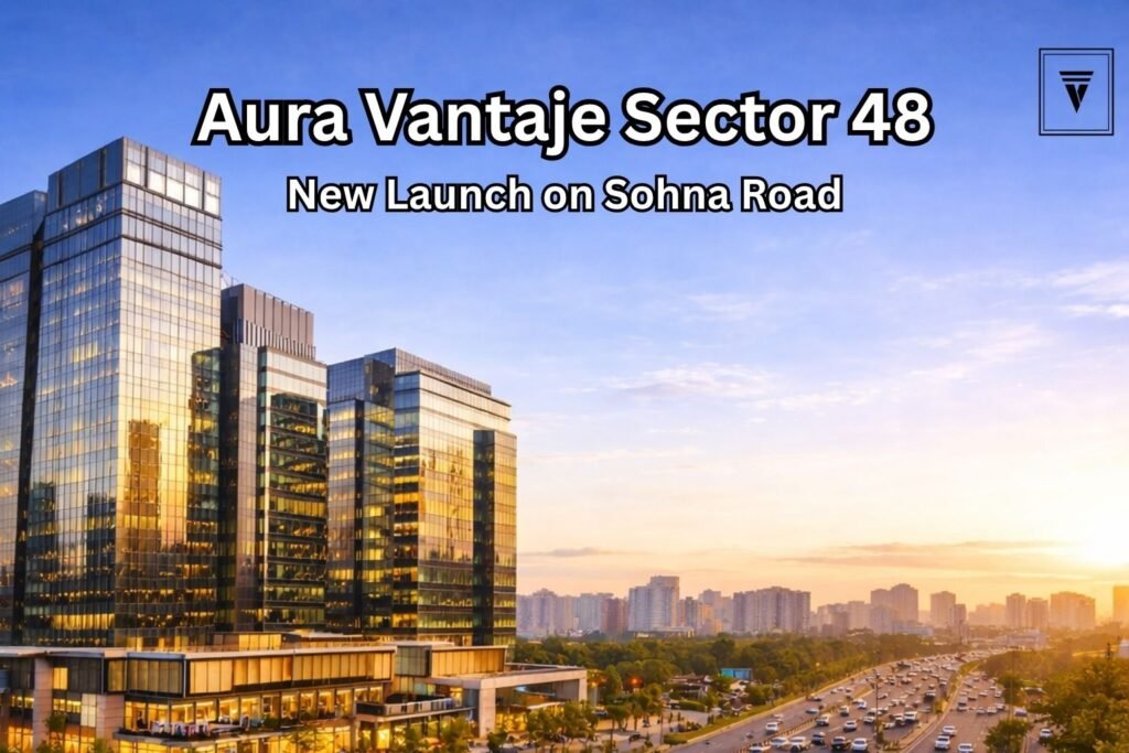 Aura Vantaje Sector 48 Gurgaon commercial project on Sohna Road with modern office buildings and retail spaces