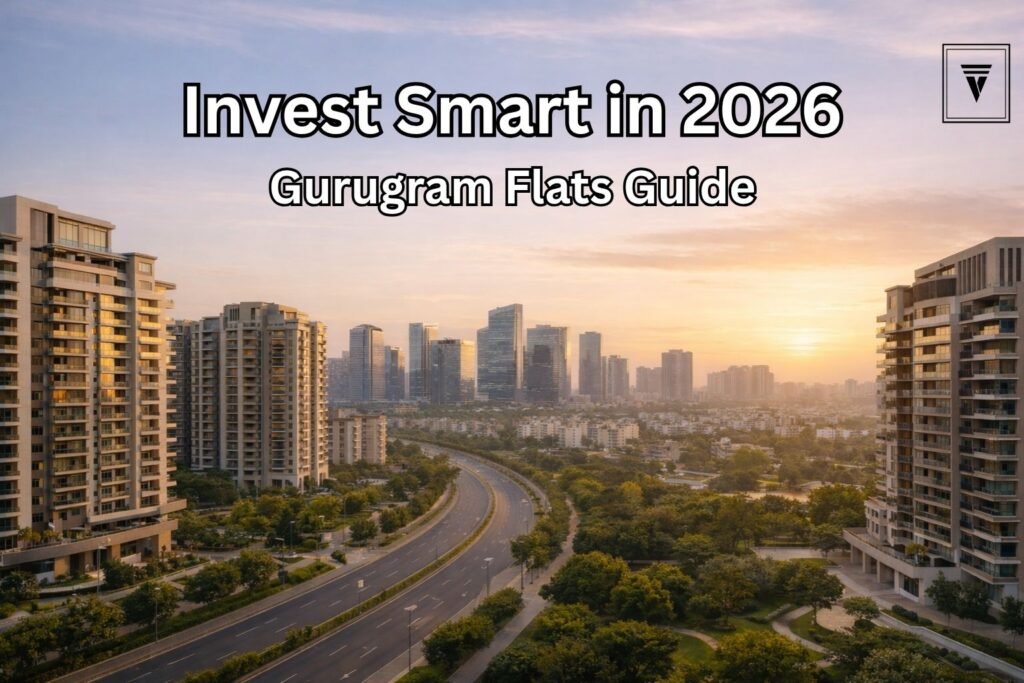 Modern skyline of Gurugram with high-rise residential flats and urban infrastructure representing real estate investment opportunities in 2026