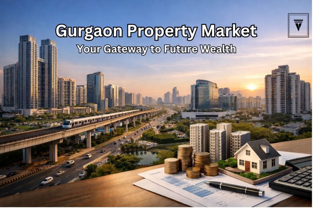 Gurgaon real estate investment 2026 modern skyline with property growth concept