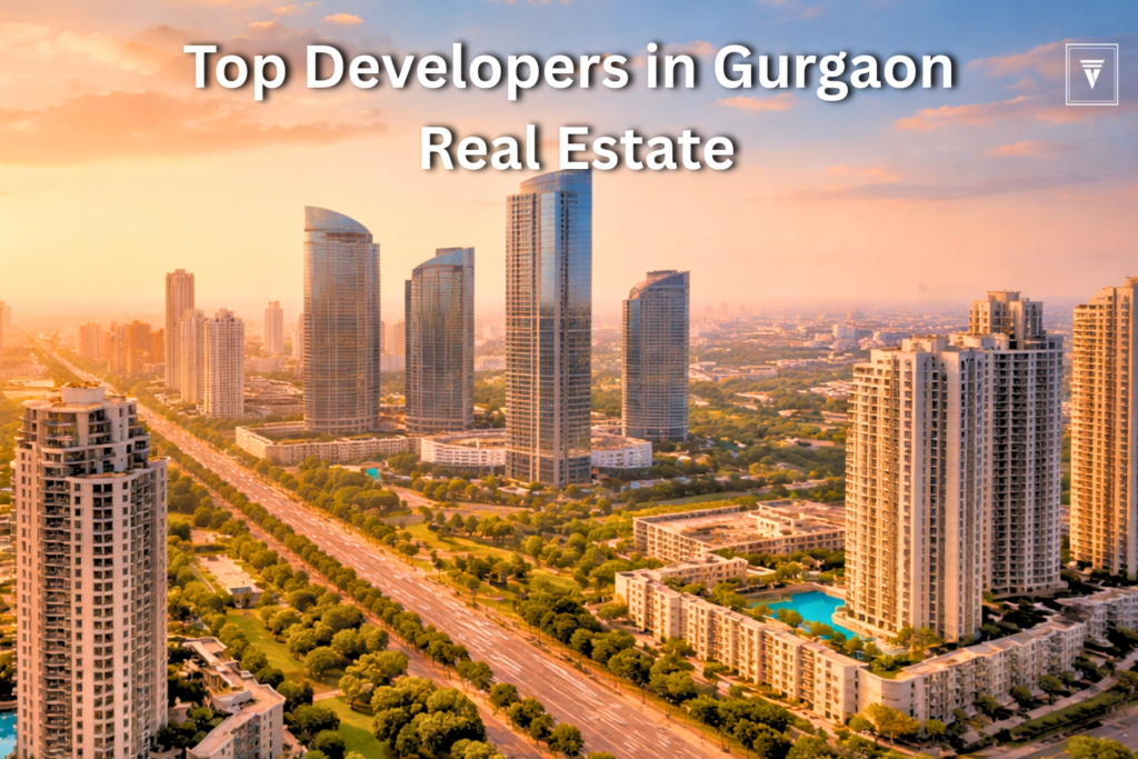 Modern skyline of Gurgaon with luxury residential apartments and real estate investment growth