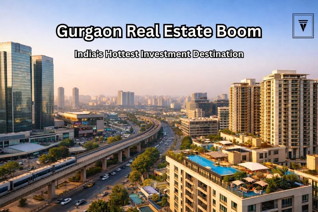 Modern skyline of Gurgaon showcasing high-rise buildings, metro connectivity, and rapid real estate growth in 2026