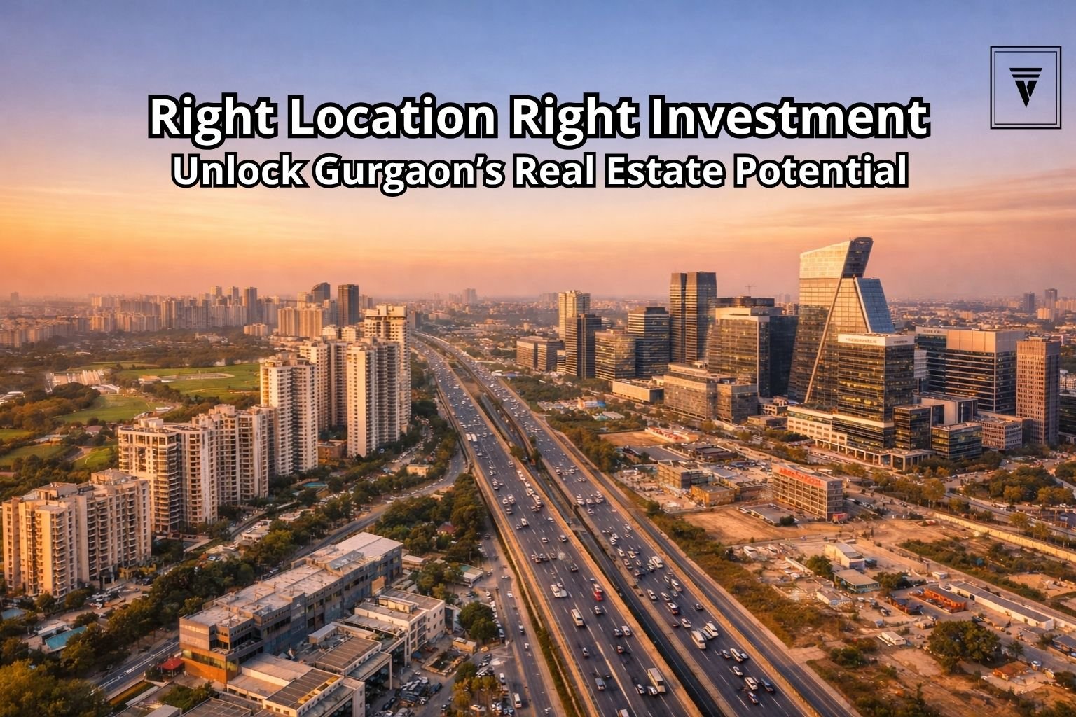 Modern aerial view of Gurgaon skyline showing residential and commercial areas ideal for property investment