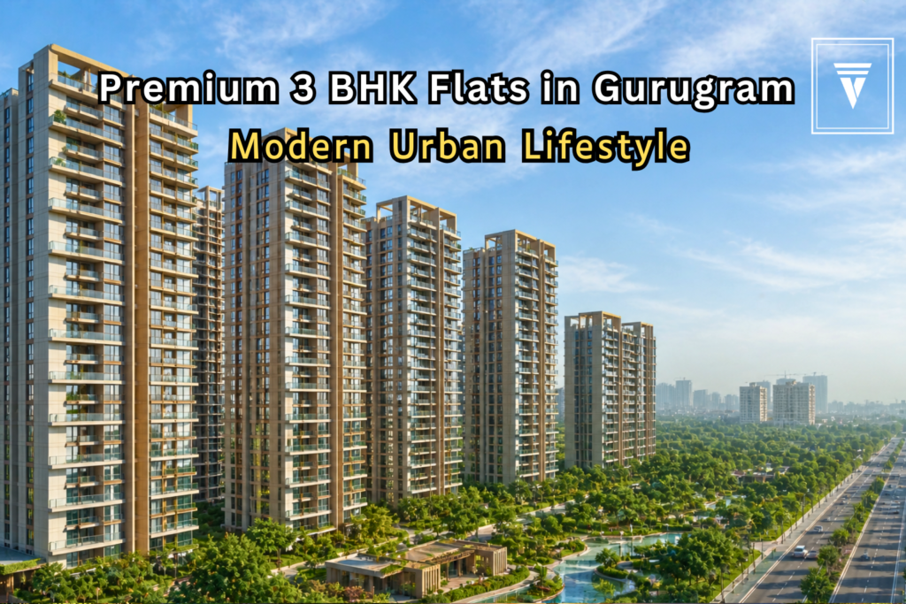 3 BHK flats in Gurugram spacious modern living room interior