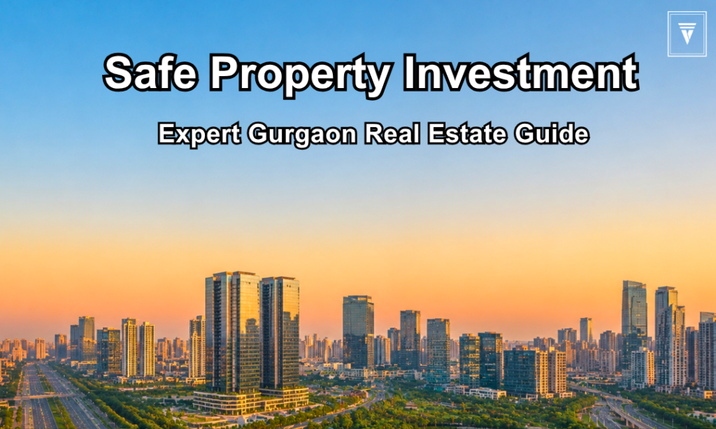 Modern Gurgaon skyline with residential and commercial buildings representing safe and profitable real estate investment opportunities