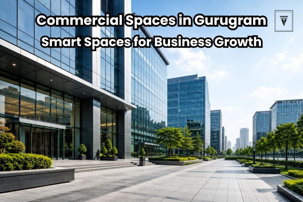 Modern commercial office buildings in Gurugram business district with premium corporate infrastructure