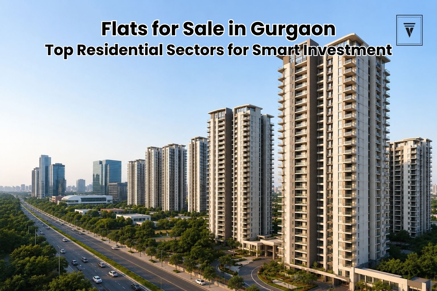 Modern luxury residential apartments and high-rise flats in Gurgaon with wide roads and skyline view