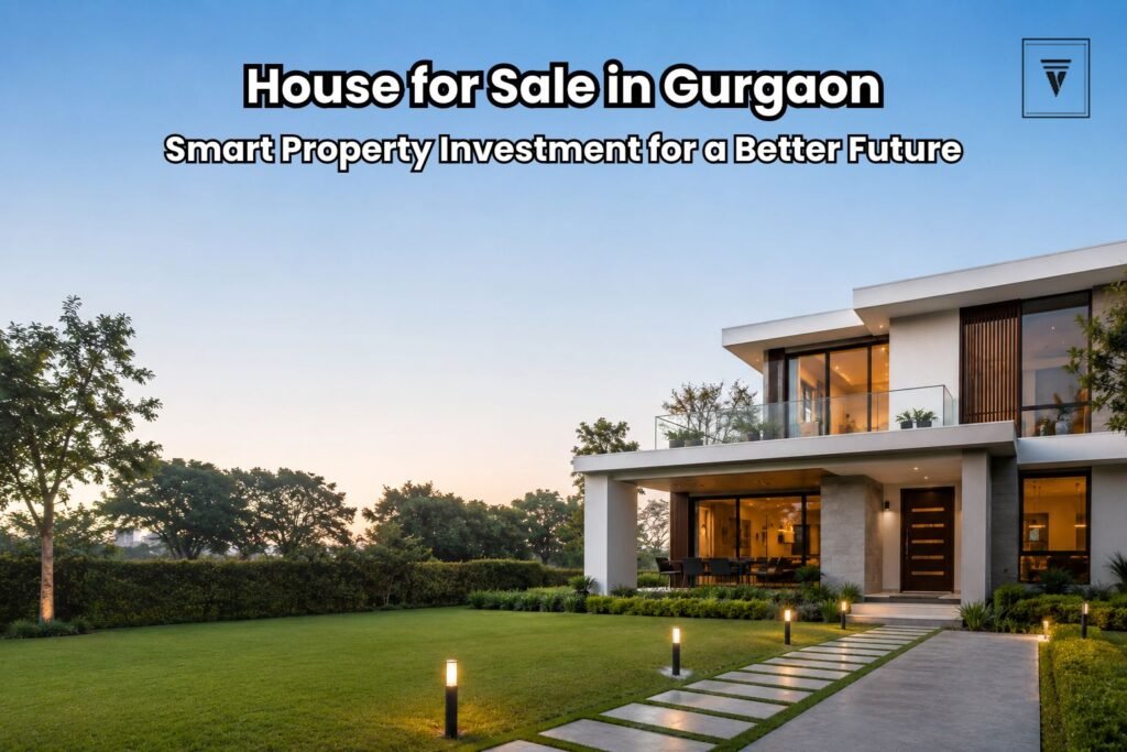 Modern luxury house for sale in Gurgaon with spacious lawn, contemporary architecture, and premium residential design