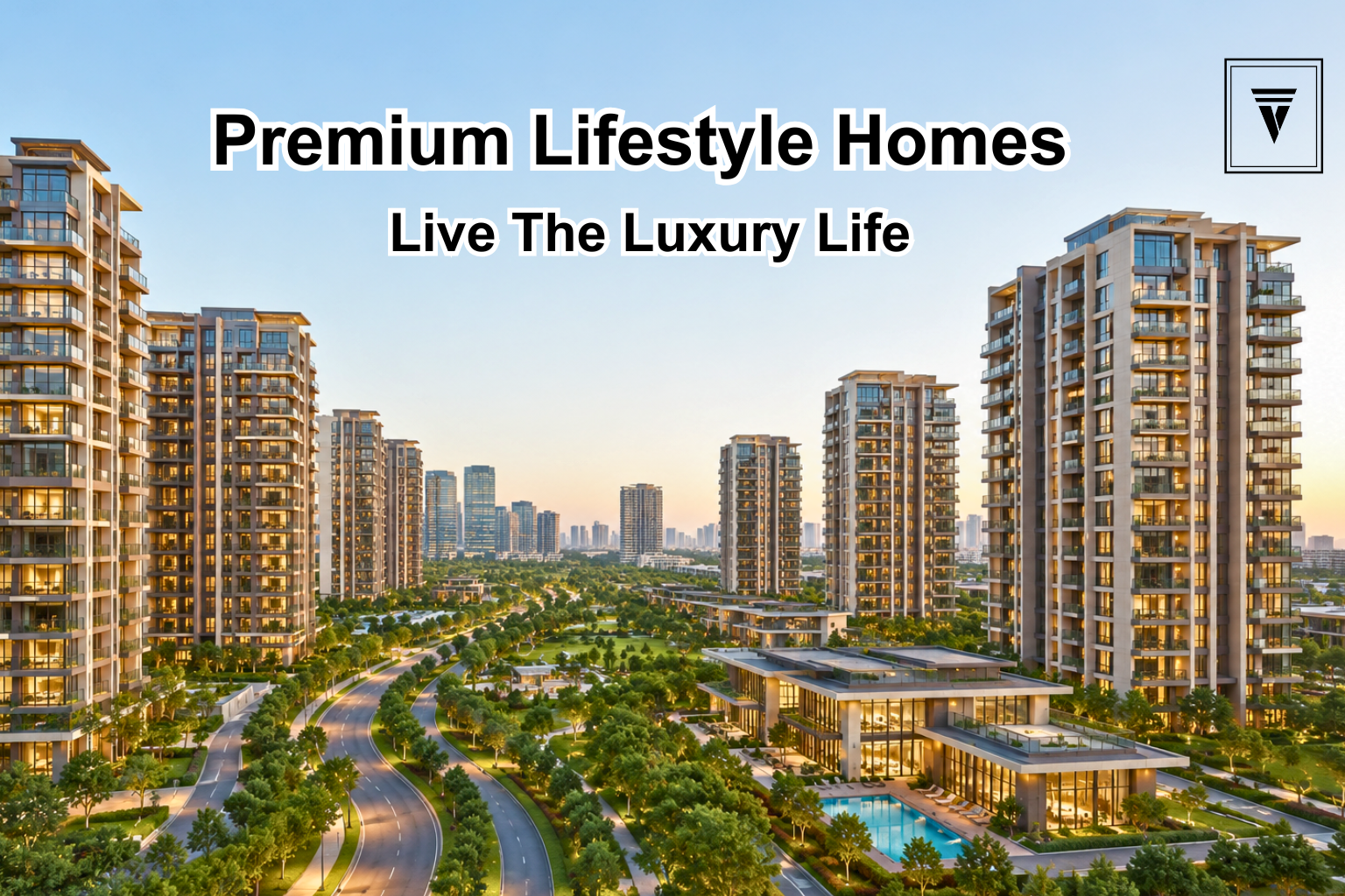 Luxury apartments in Gurgaon with modern high-rise buildings and premium urban skyline view