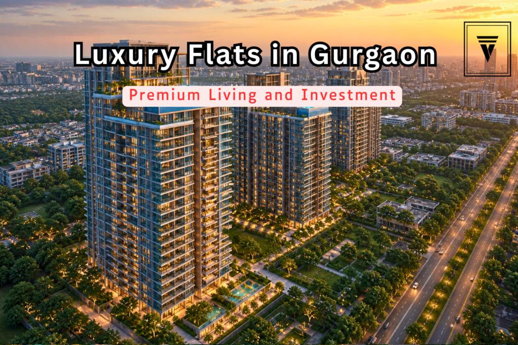 Luxury high-rise flats in Gurgaon with modern architecture, premium residential towers, and landscaped surroundings for real estate investment