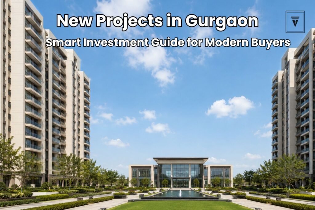 Modern residential towers and luxury apartments in Gurgaon under clear daytime sky
