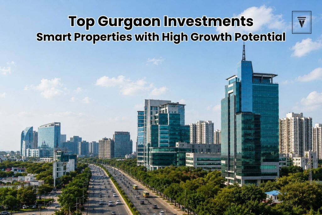 Modern Gurgaon skyline with premium commercial and residential real estate buildings