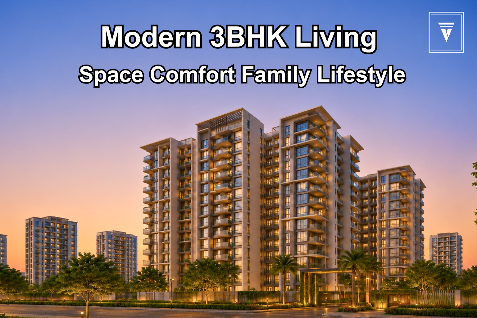 Modern 3BHK luxury apartment interior in Gurgaon with spacious living room, dining area, natural light, and contemporary design for modern families